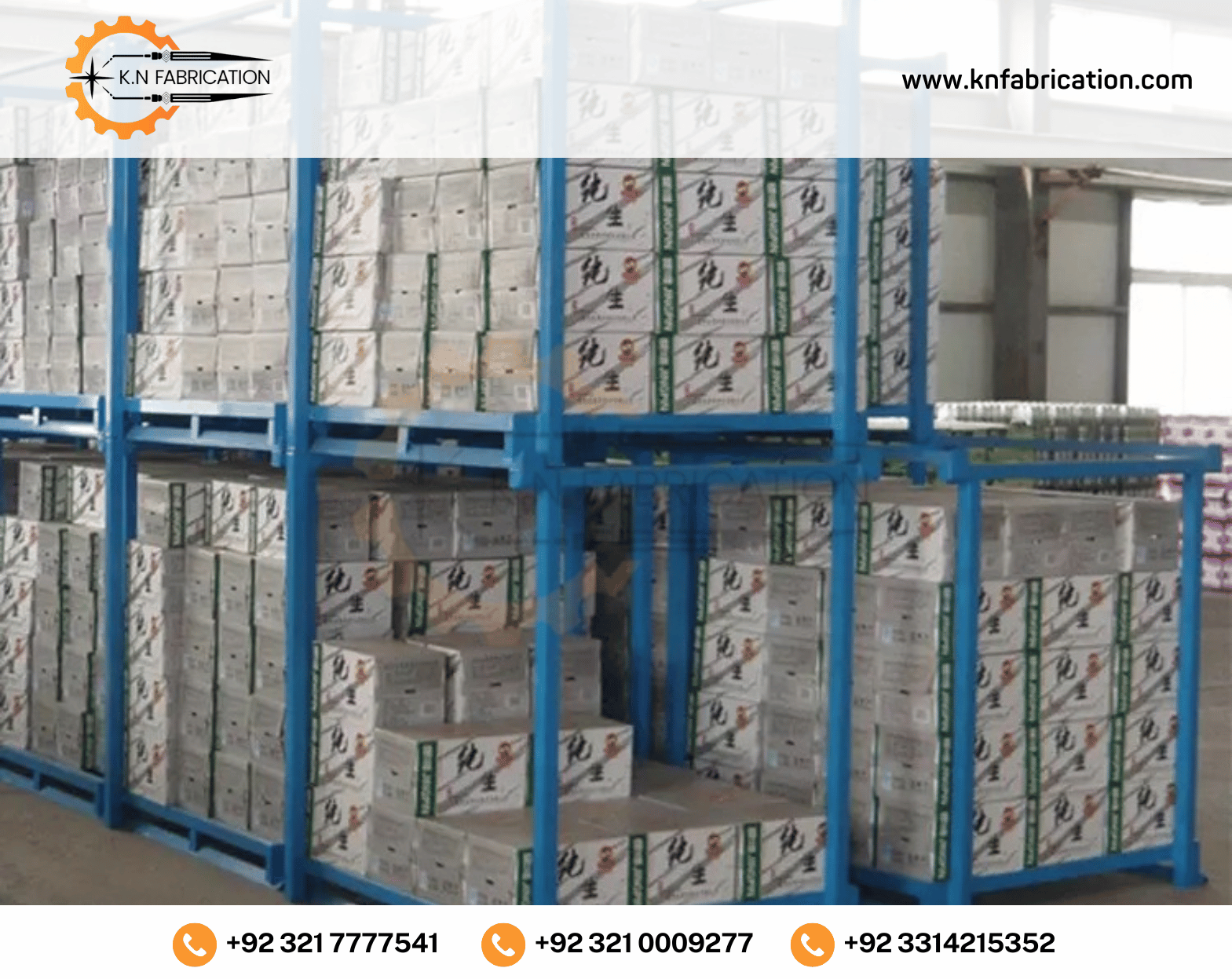 Cage-stacking metal pallet in Pakistan by K.N Fabrication