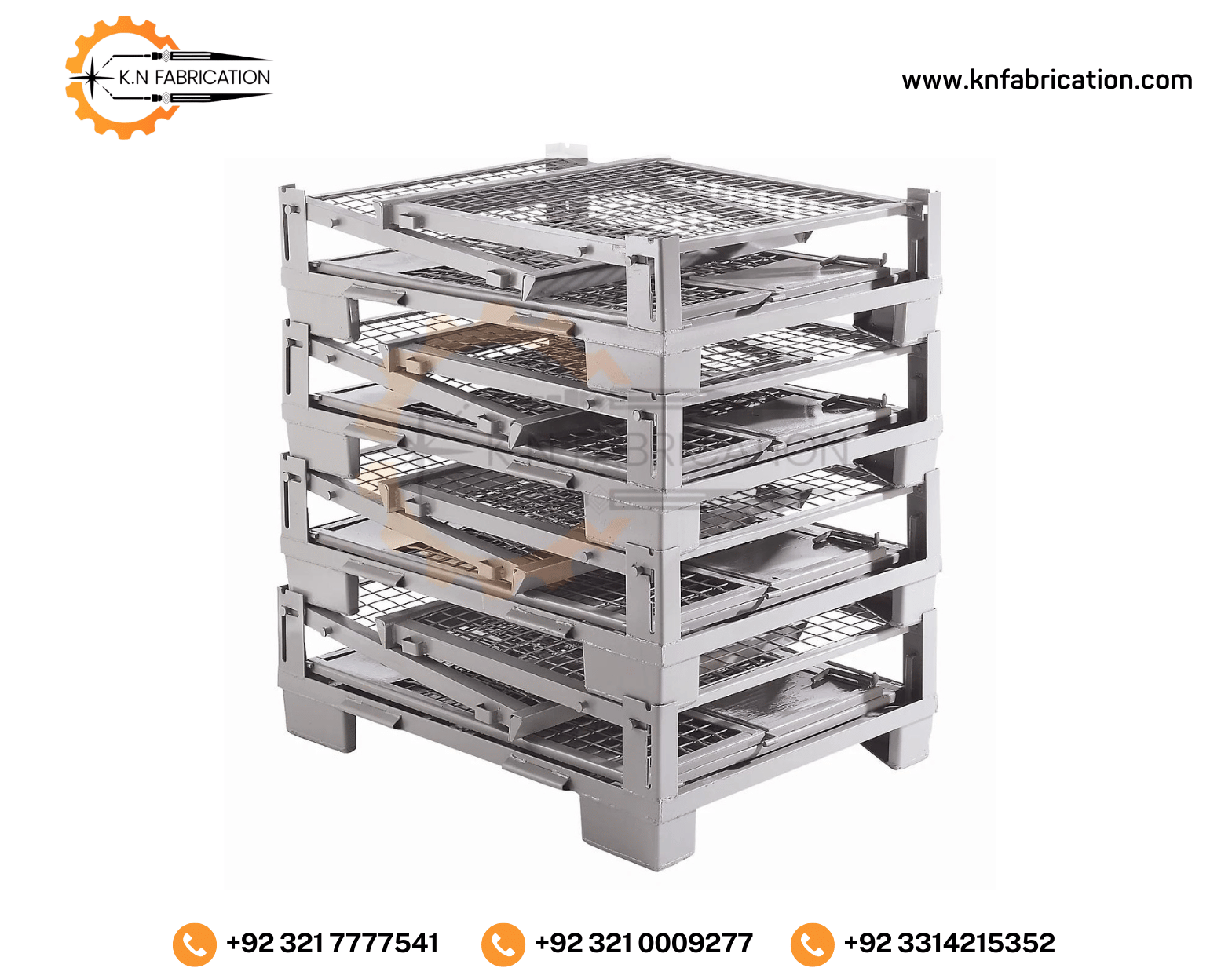 Heavy-duty collapsible stacking steel box pallet in Pakistan by KN Fabrication