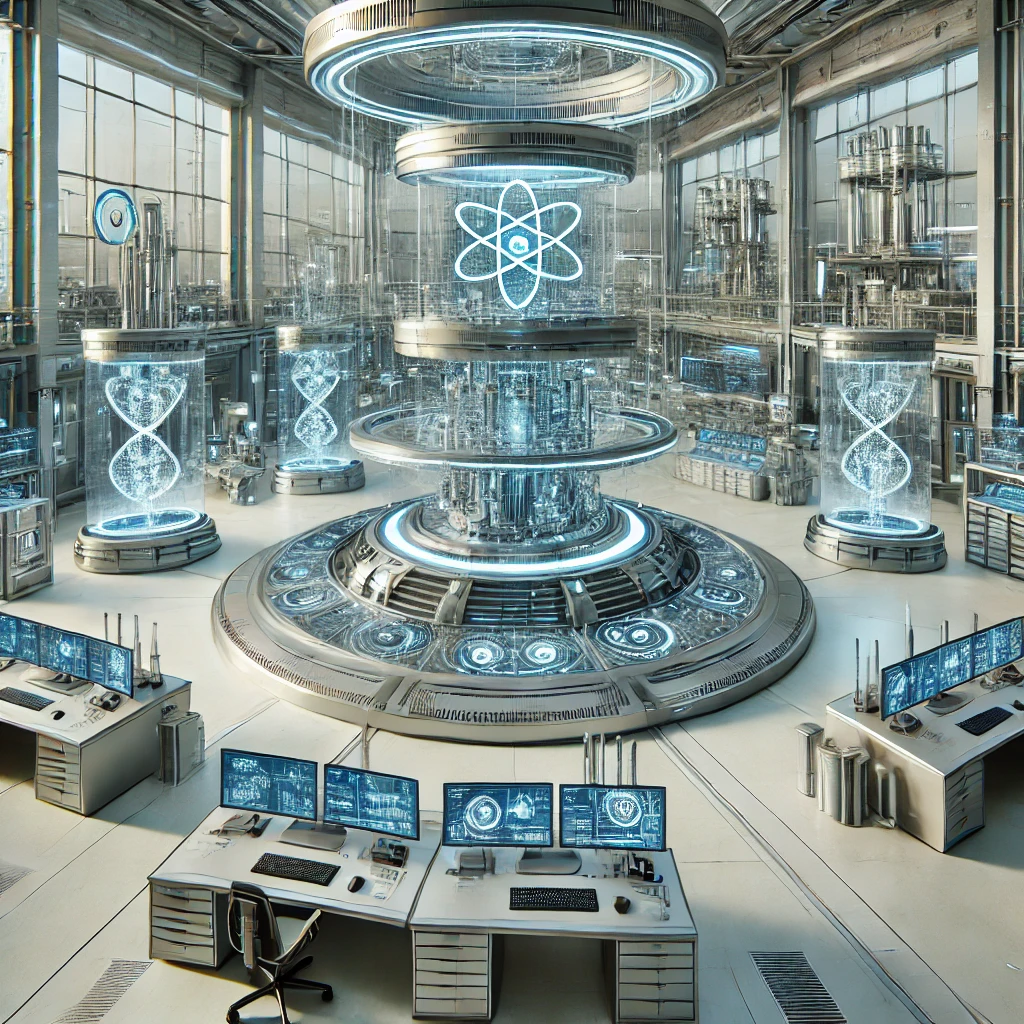 Futuristic laboratory with advanced technology and scalable infrastructure.